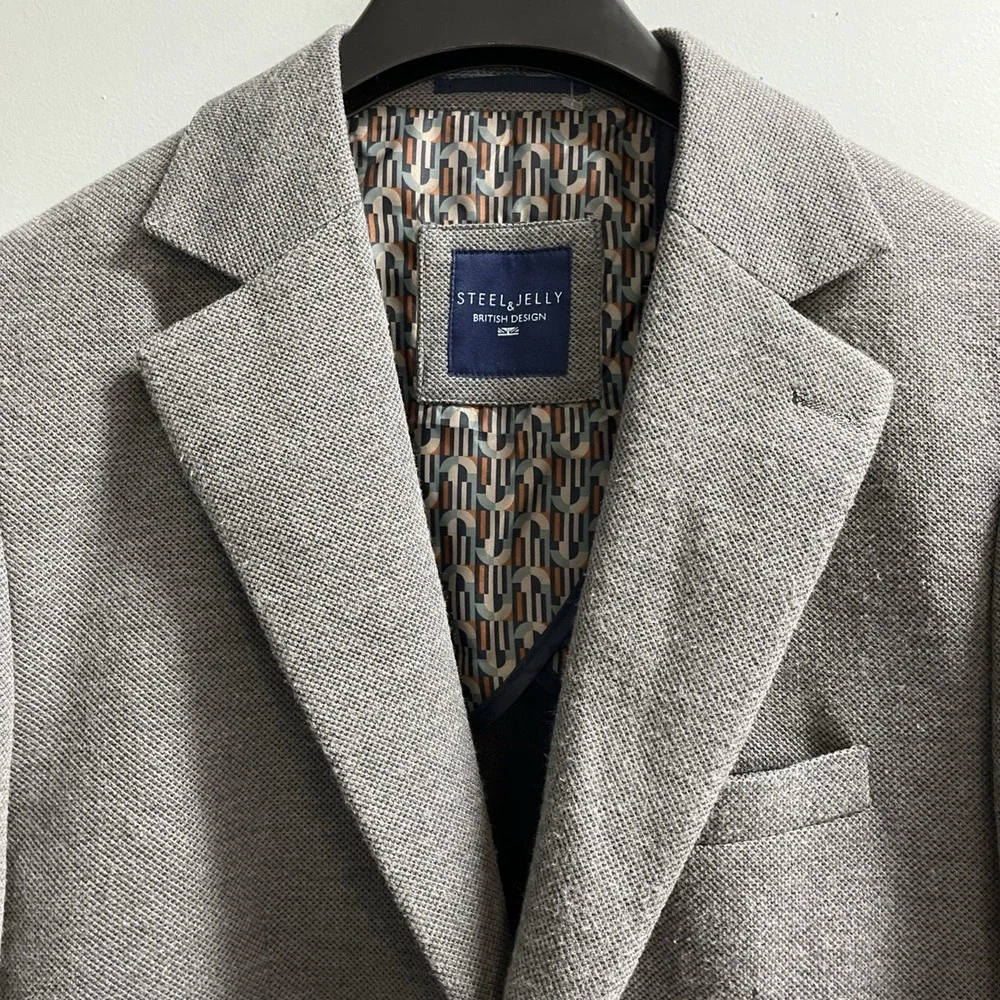 Steel & Jelly Blazer Mens US 40 Gray‎ Textured Sports Coat Jacket Office Career